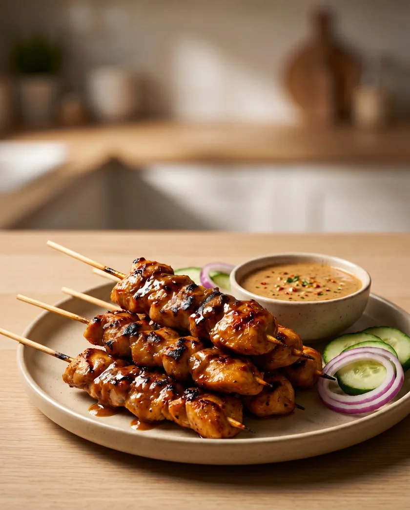 Brochettes de poulet sauce satay