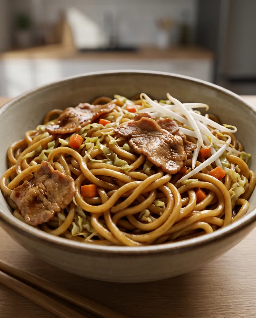 Ramen sautées au porc